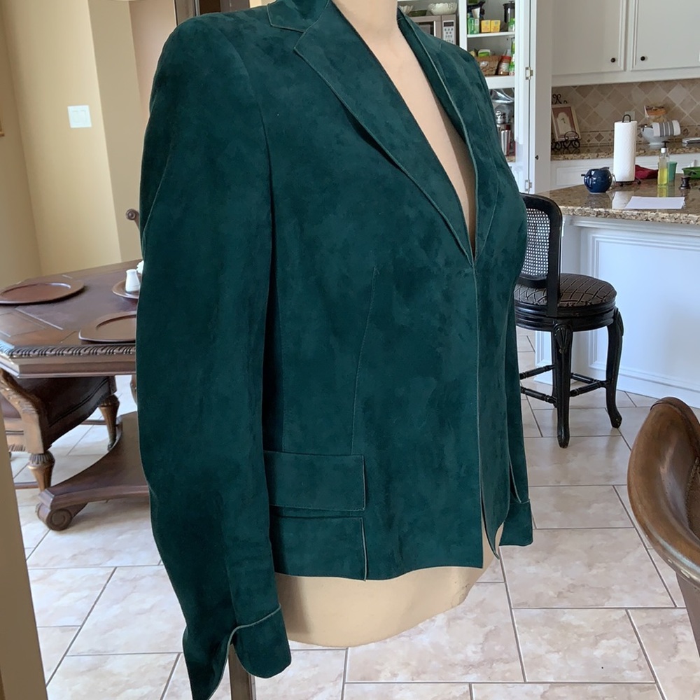 Akris Goat Skin Leather Jacket (Teal) - Picture 6 of 16